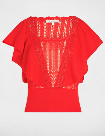 Lace short-sleeved jumper orange women