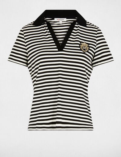 Striped short-sleeved t-shirt white women