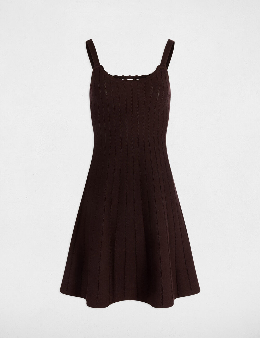 A-line mini knitted dress dark brown women