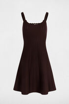 A-line mini knitted dress dark brown women