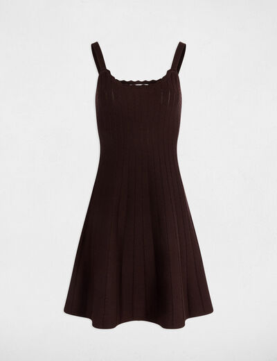 A-line mini knitted dress dark brown women