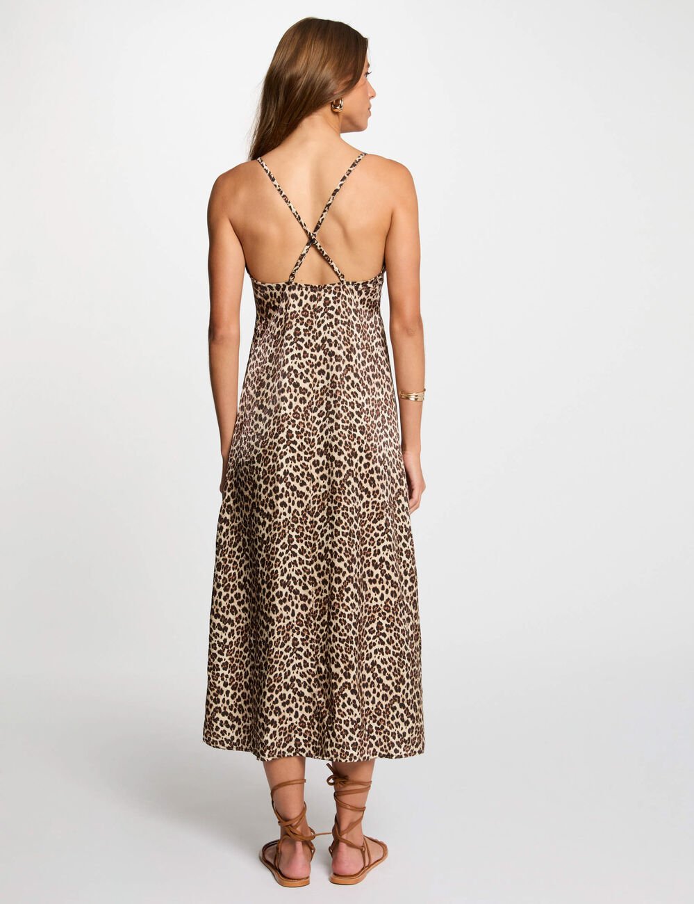 Robe midi droite imprim�e multicolore femme