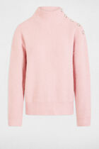 Long-sleeved jumper with buttons light pink women