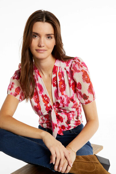 Short-sleeved t-shirt vegetal print multico ladies'