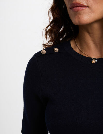 Short trapeze dress navy blue women