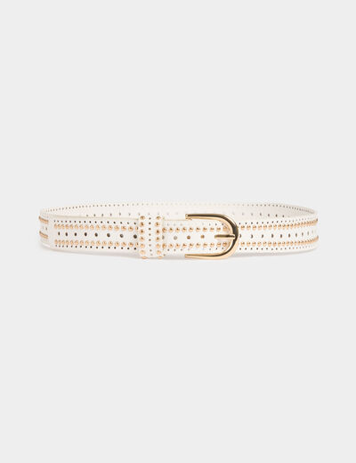 Belt with studs and perforations white women