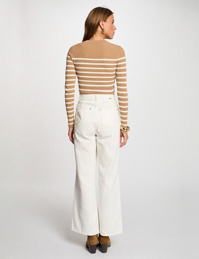 Long-sleeved striped jumper camel women