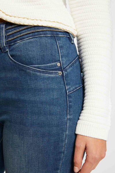 Slim jeans with jewelled details stone denim ladies'