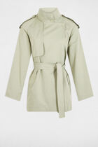 Loose short trenchcoat light green women
