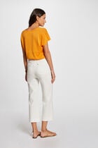 Jumper V-neck short sleeves orange women