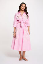 Oversized striped shirt pink women