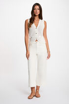 Sleeveless openwork cardigan white women
