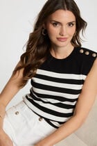 Pull sans manches rayé noir femme