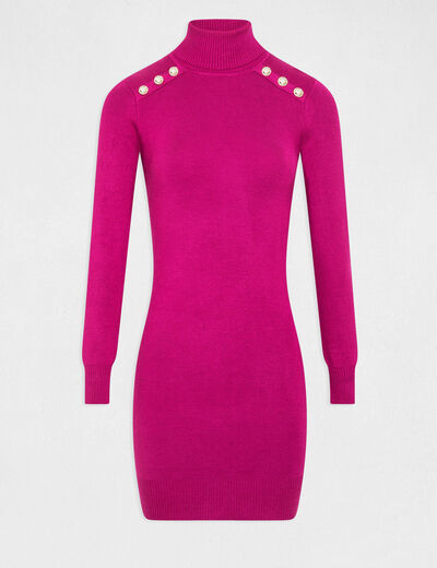 Fitted jumper dress with turtleneck raspberry ladies'