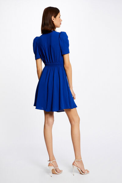 A-line dress with wrap-over neckline electric blue ladies'