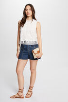 Sleeveless lace top ecru women