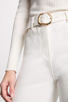 Belted wide leg jeans white women