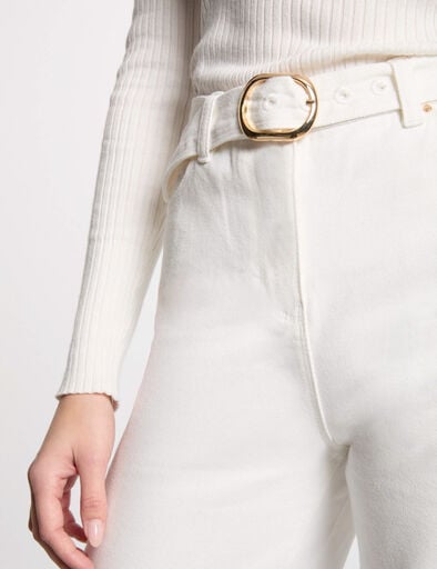 belted wide leg jeans white women Belted wide leg jeans white women