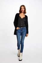Long cardigan with fluffy knit black women
