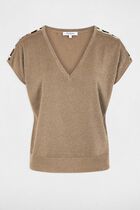 Oversized V-neck sweater taupe women