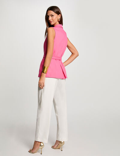 Sleeveless short jacket pink women