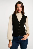 Gilet sans manches col en V noir femme