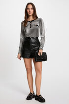 Striped long-sleeved t-shirt white women