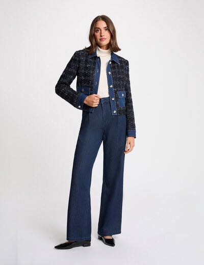 Fitted cropped jacket multicolor women