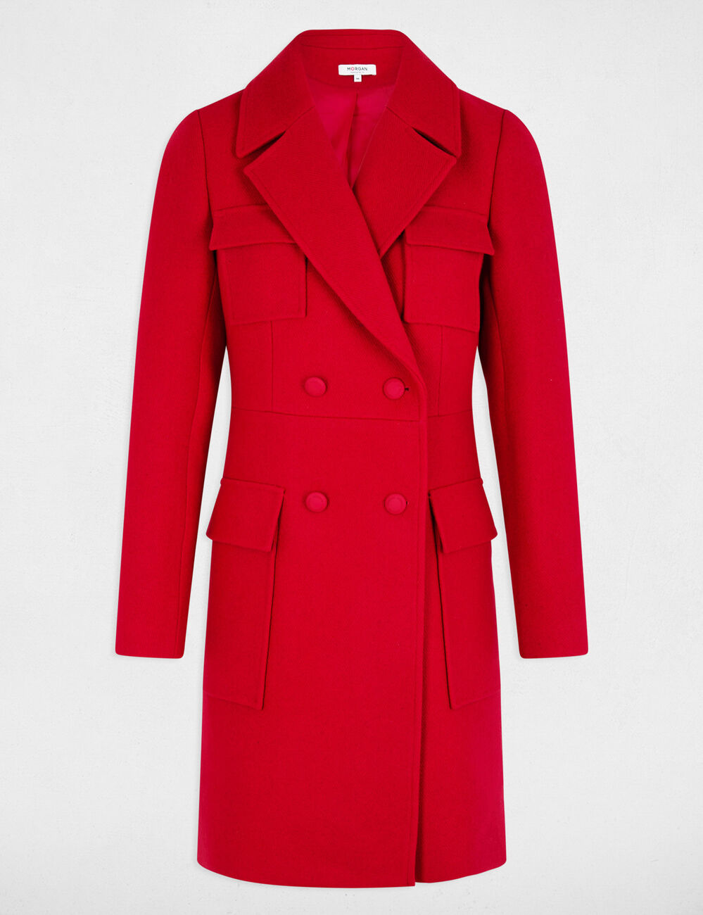 Buttoned long coat red women