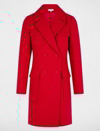 Buttoned long coat red women