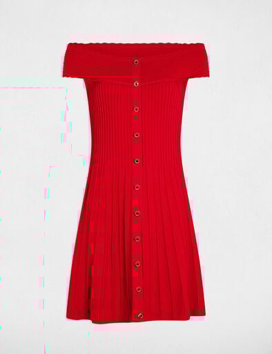 A-line mini knitted dress red women