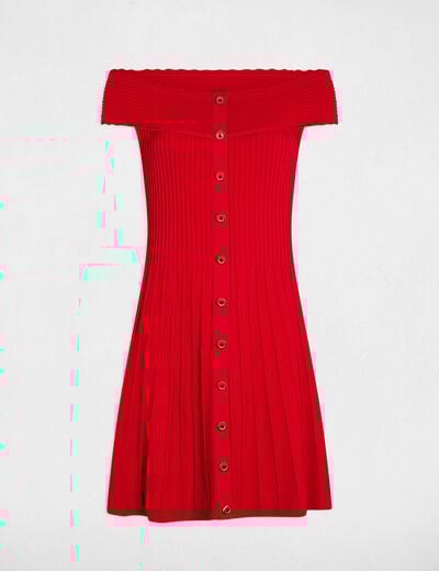 A-line mini knitted dress red women