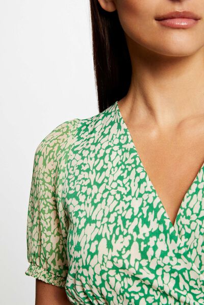 Short-sleeved t-shirt abstract print green ladies'