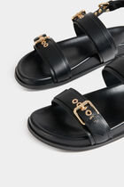 Flat strappy sandals black women