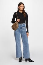 Ribbed jumper high collar black women