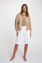Short jacket with open collar beige women
