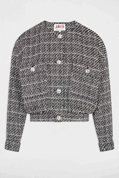 Oversize jacket metallised threads black ladies'