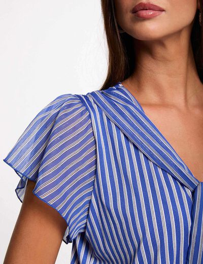 T-shirt with tie neck white women