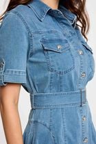 Mini skater denim dress stone wash denim women