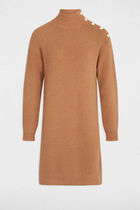 Jumper dress high collar camel women