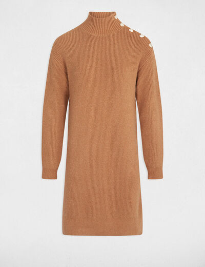 Jumper dress high collar camel women