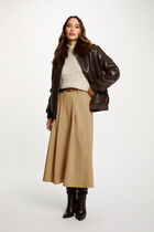 Short jacket with fur collar dark brown women
