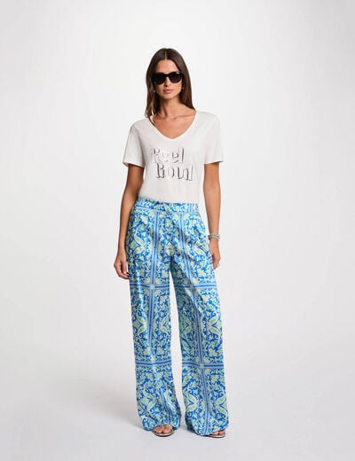 Printed wide-leg trousers multicolor women