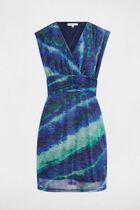 Robe courte ajustée imprimée multicolore femme