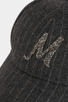 Casquette rayée à M strass gris moyen femme