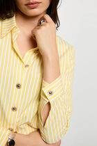 Cropped striped shirt light yellow women