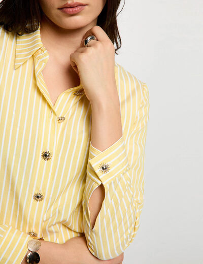 Cropped striped shirt light yellow women
