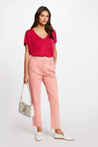 Jumper V-neck short sleeves medium pink women