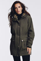 Parka longue fausse fourrure vert kaki femme