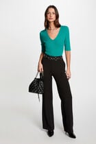 Jumper with V-neck turquoise blue women
